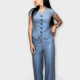 Karin | Eleganten top z V-izrezom in komplet hlač