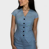 Karin | Eleganten top z V-izrezom in komplet hlač
