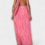 Seraphina - Elegantne Maxi Oblačilo s Halter Ovratnikom in V Izrezom