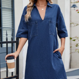 Ajda | Priložnostna denim obleka