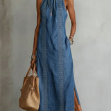 Ksenija | Denim obleka z retro čipko
