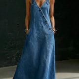 Sonja | Dolga denim obleka s gumbi