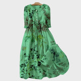 Brigita | Zeleno obleko s senčenimi cvetovi