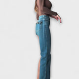 Sabina | Trendne asimetrične jeans kratke hlače z enim naramnicom