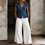 Tina | Denim top z V-izrezom