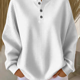 Metka | Henley-sweatshirt z vafljasto strukturo