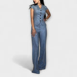 Karin | Eleganten top z V-izrezom in komplet hlač