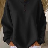 Metka | Henley-sweatshirt z vafljasto strukturo