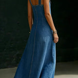 Sonja | Dolga denim obleka s gumbi