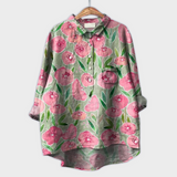 Alenka | Ročno izdelana ženska bluza s cvetličnim dizajnom