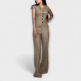 Karin | Eleganten top z V-izrezom in komplet hlač