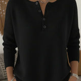 Brigita | Pleten pulover s Henley gumbi