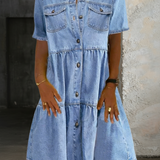 Darja | Elegantna, priložnostna denim obleka