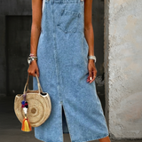 Ursula | Ohlapna denim obleka na naramnice