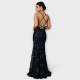 Vesna | Maksikleid brez hrbta z bleščicami in V-izrezom