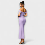 Ione - Bodycon obleka z odprtimi rameni in nabiranjem