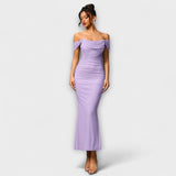 Ione - Bodycon obleka z odprtimi rameni in nabiranjem