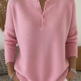 Brigita | Pleten pulover s Henley gumbi