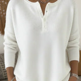 Brigita | Pleten pulover s Henley gumbi