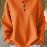 Metka | Henley-sweatshirt z vafljasto strukturo