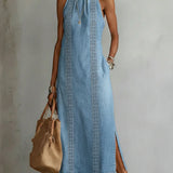 Ksenija | Denim obleka z retro čipko