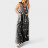 Vera | Cvetlični vzorec široke jeans kombinezona