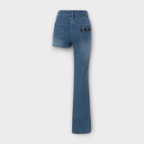 Sabina | Trendne asimetrične jeans kratke hlače z enim naramnicom