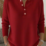 Brigita | Pleten pulover s Henley gumbi