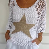 Brigita | Eleganten pleten pulover z zvezdo