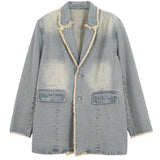Darja | Oversize suknjič v vintage stilu z odprtimi robovi